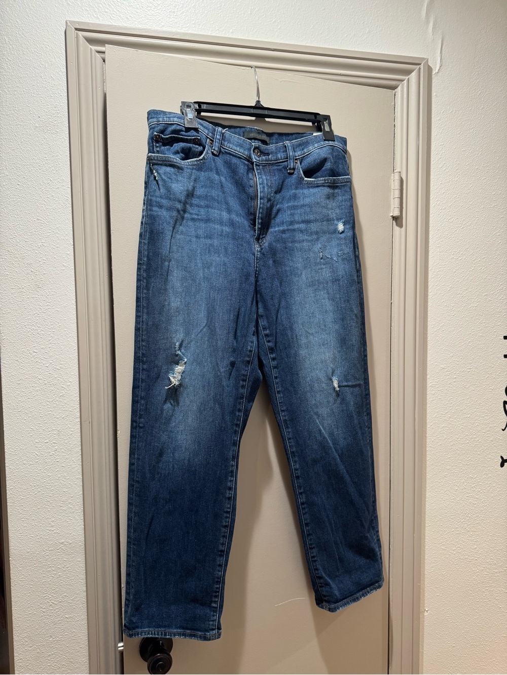 Uniqlo High Rise Boyfriend Straight Leg Distressed Jeans